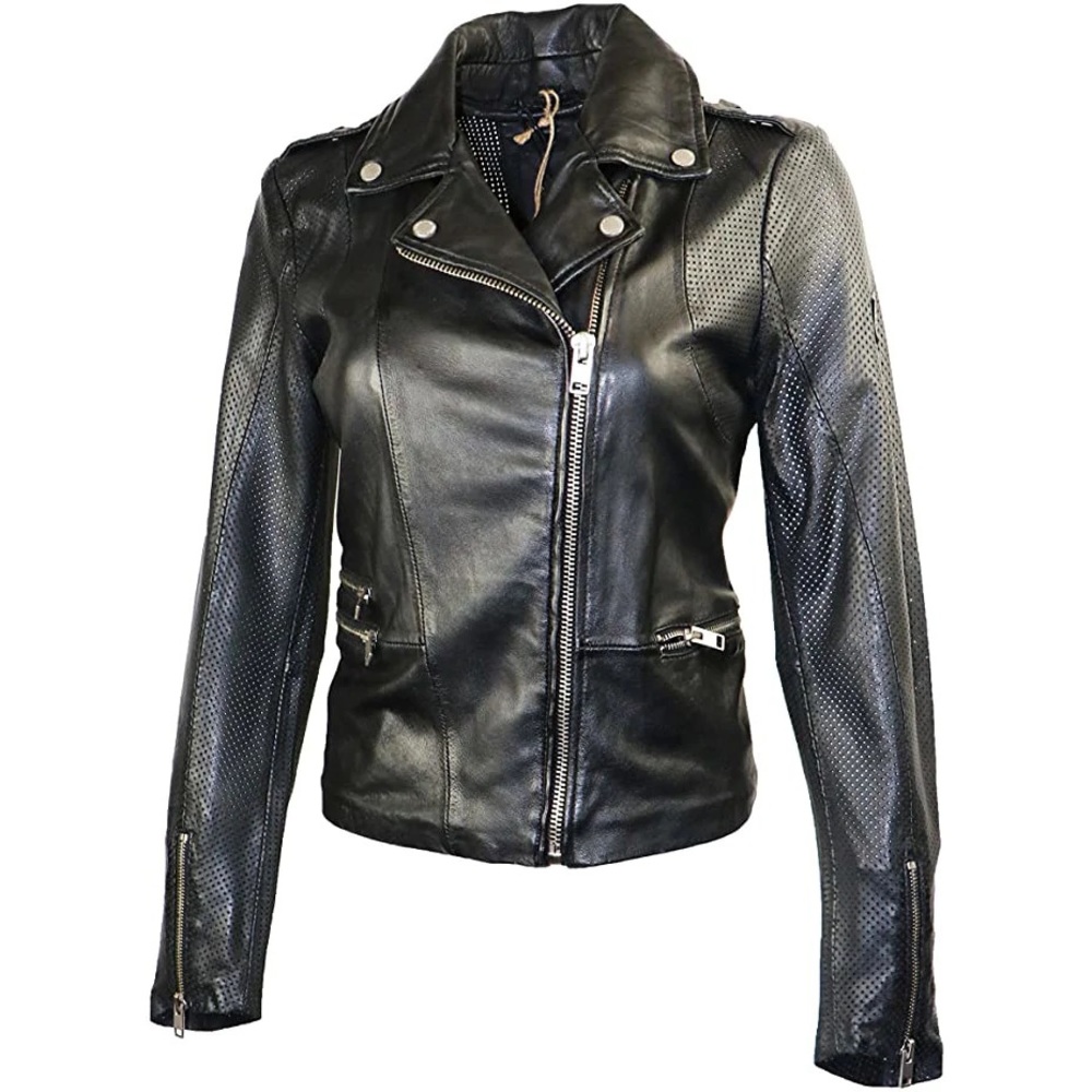 Mauritius Perforated Leather Moto Jacket